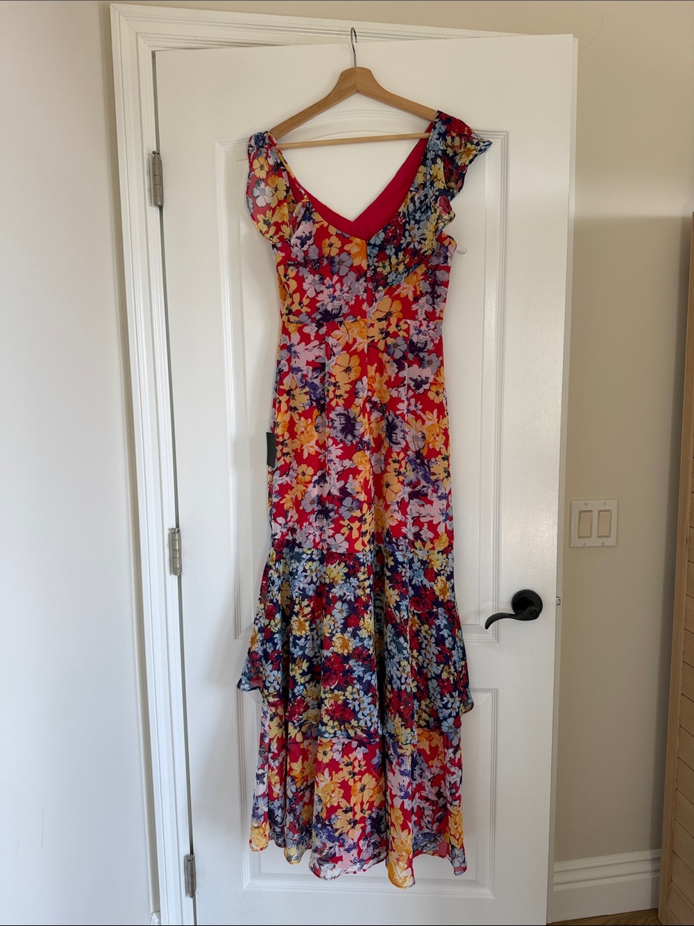 Lulu's Red Multi Floral Ruffle High-Low Maxi Dress - Picture 2 of 8